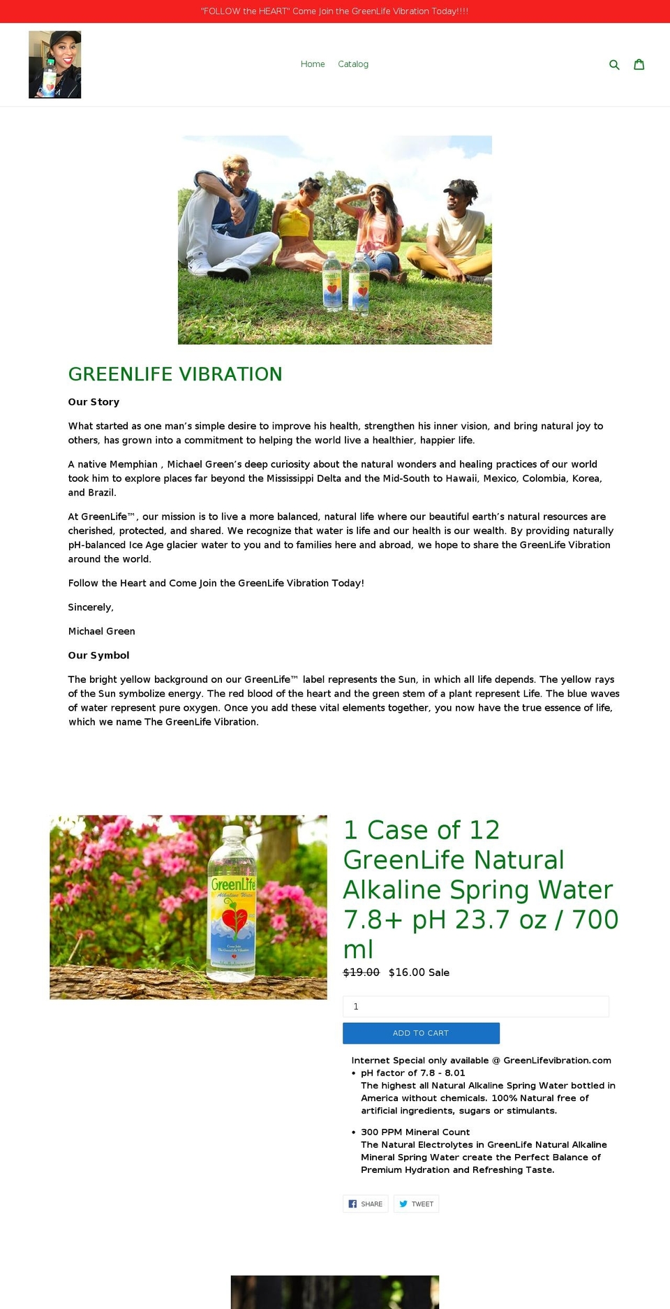 greenlifevibration.com shopify website screenshot