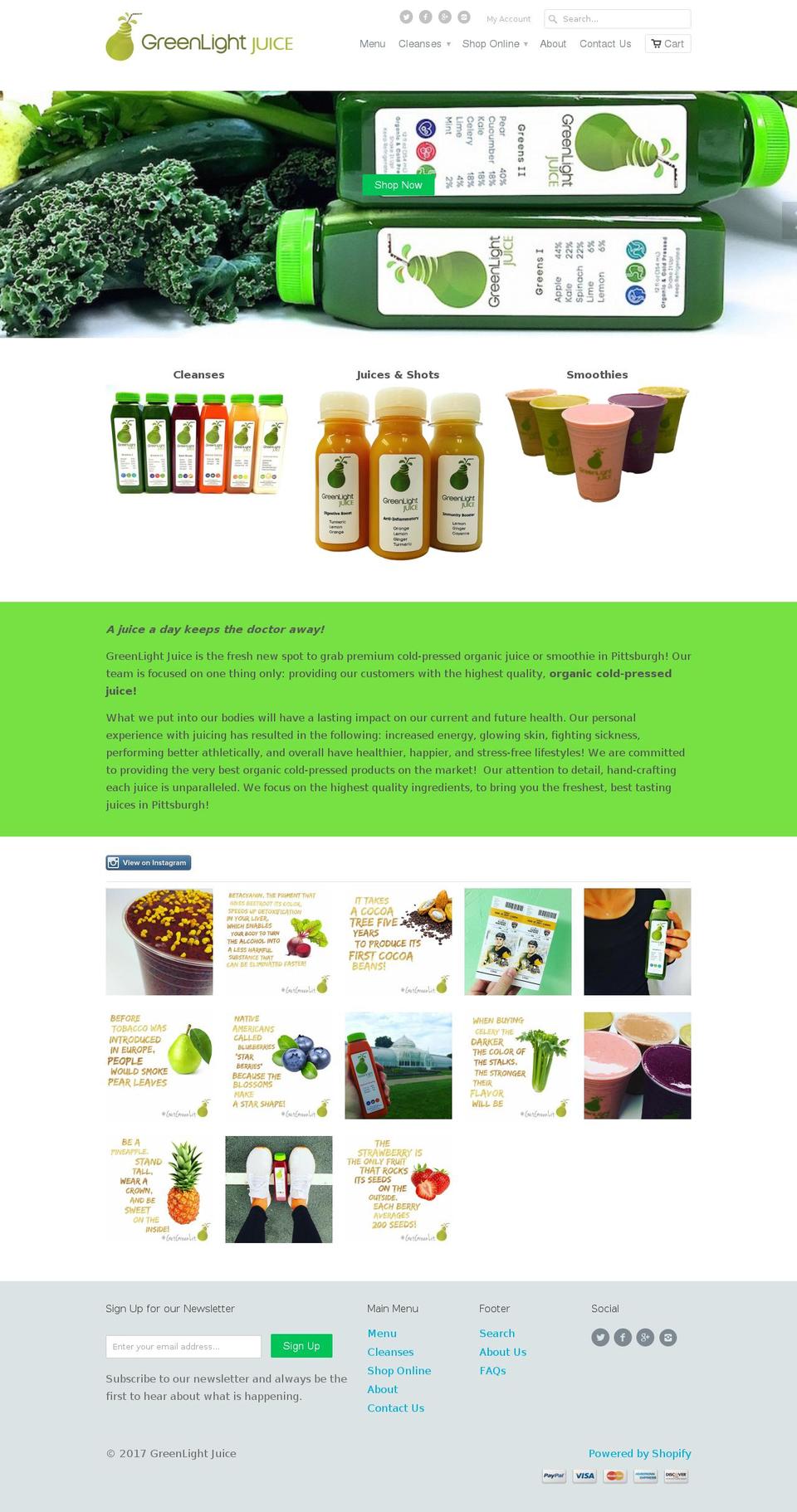 greenlightjuice.com shopify website screenshot