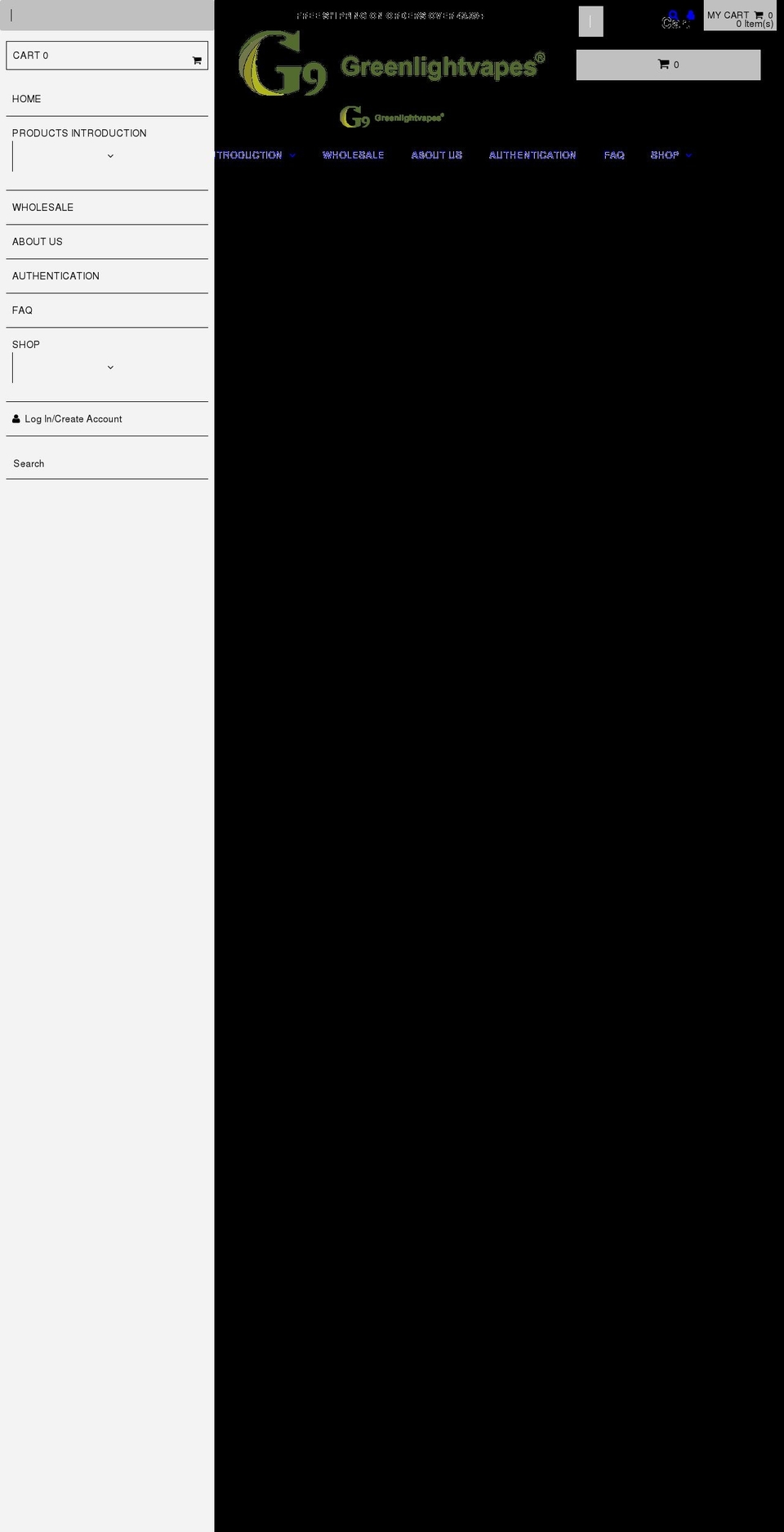 greenlightvapes.com shopify website screenshot