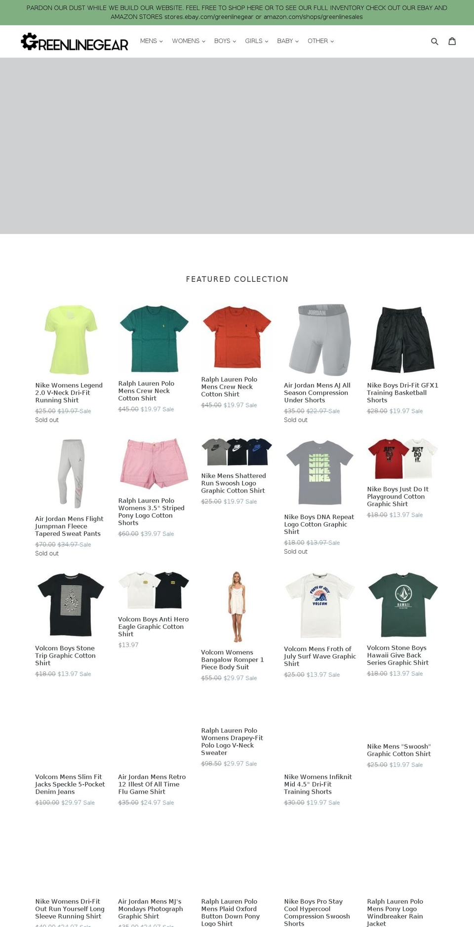 greenlinegear.com — Shopify storefront screenshot
