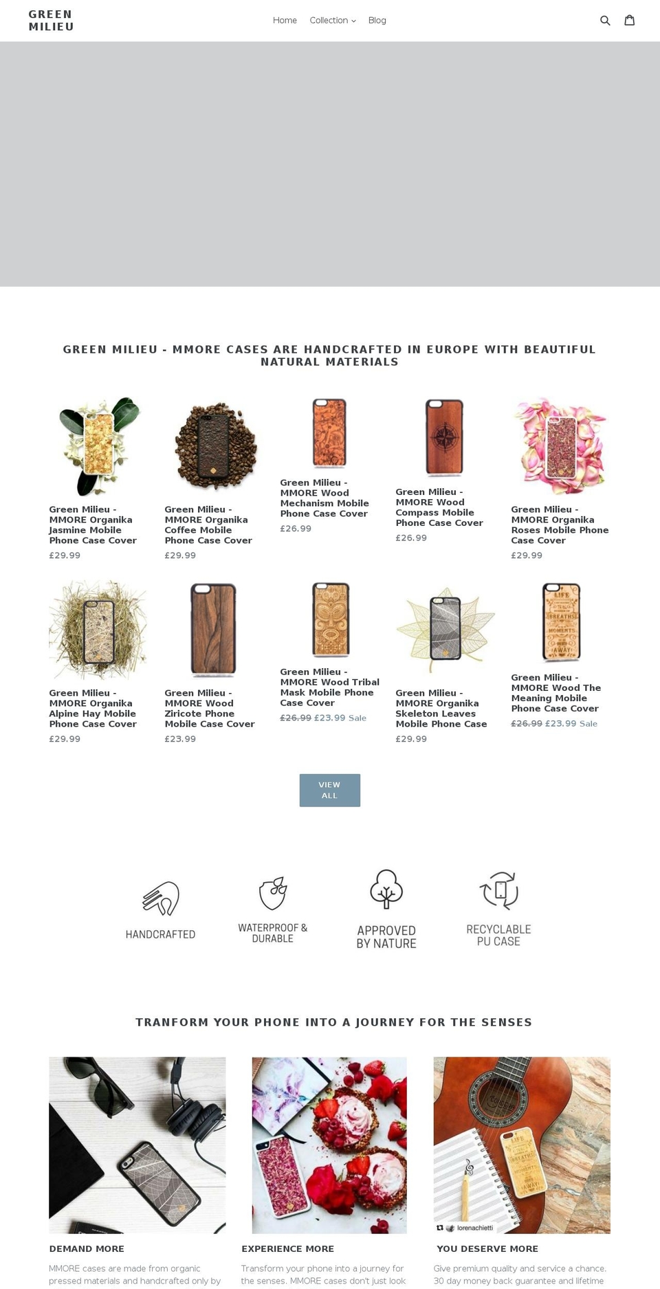 greenmilieu.com — Shopify storefront screenshot