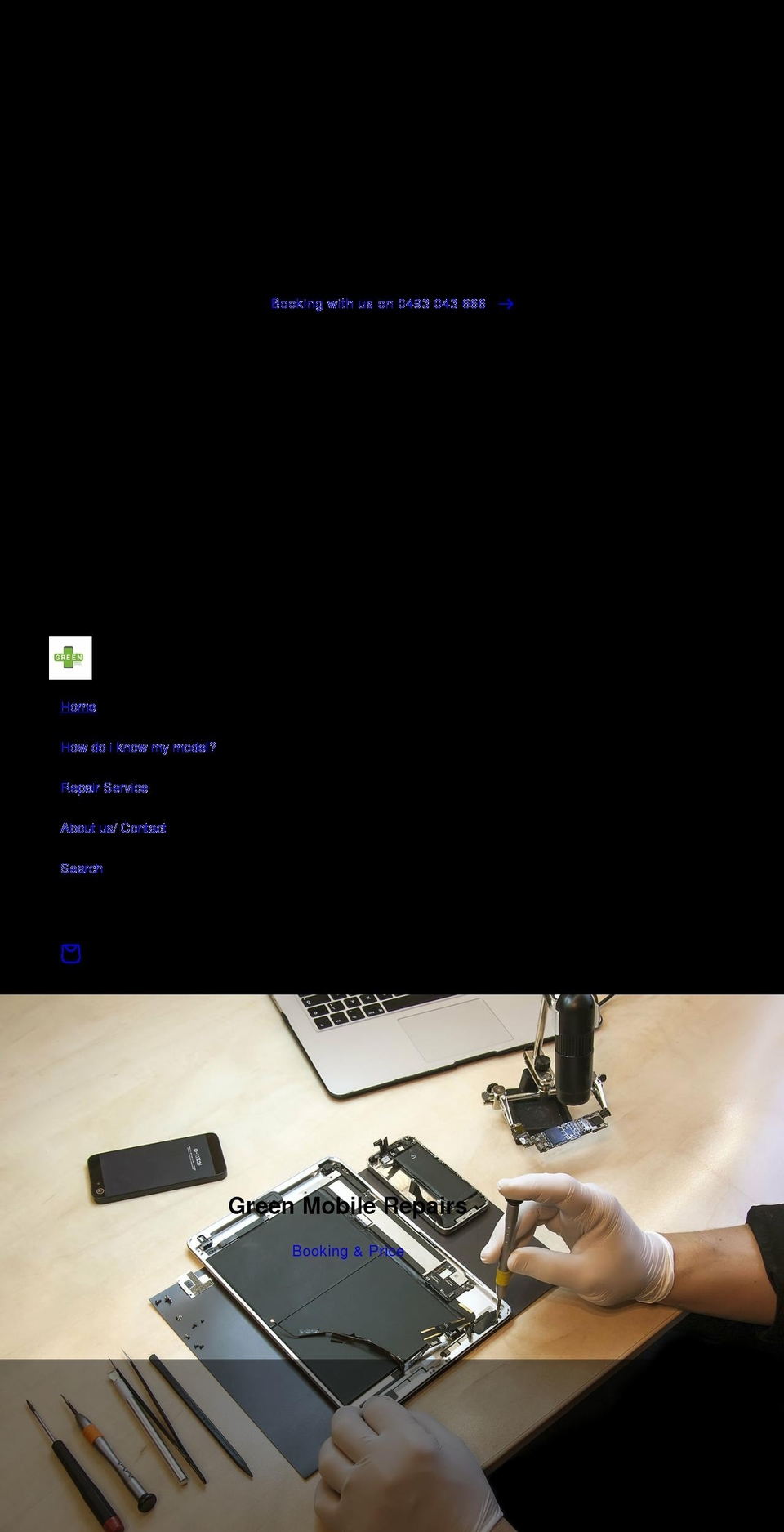 greenmobilerepairs.com shopify website screenshot