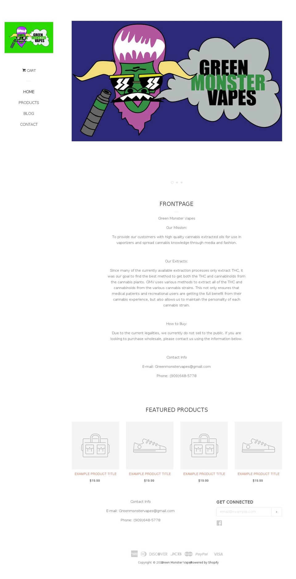 greenmonstervapes.com — Shopify storefront screenshot