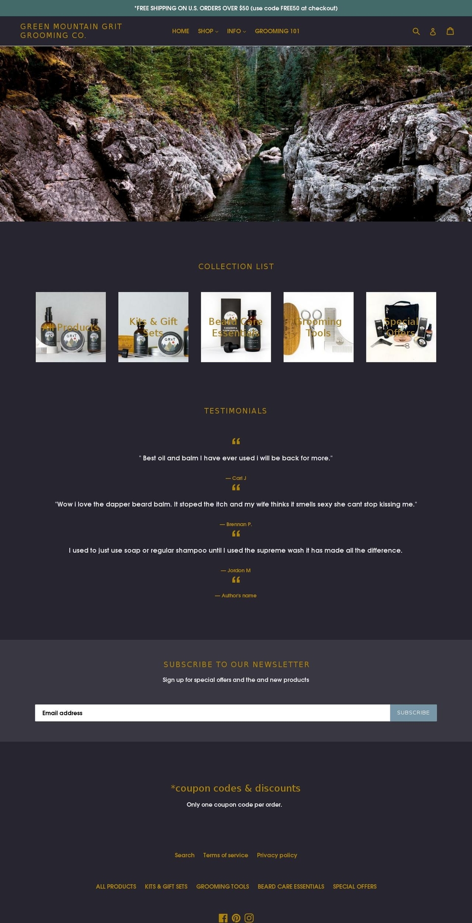 greenmountaingrit.com — Shopify storefront screenshot