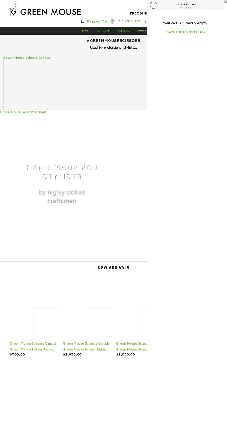 greenmousescissors.com shopify website screenshot