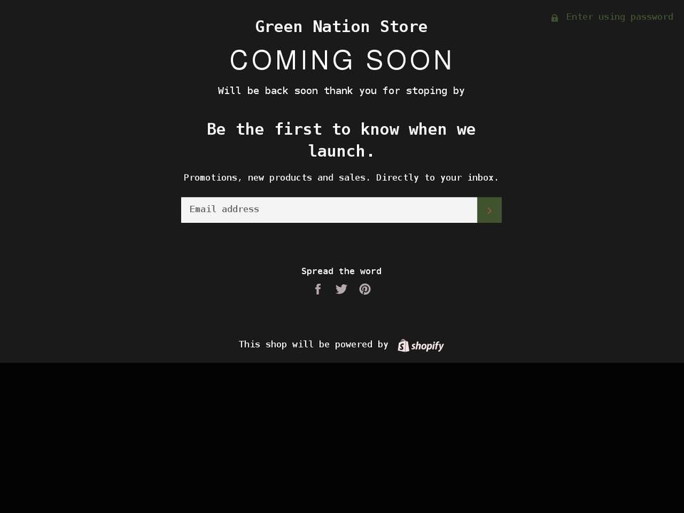 greennationstore.com shopify website screenshot