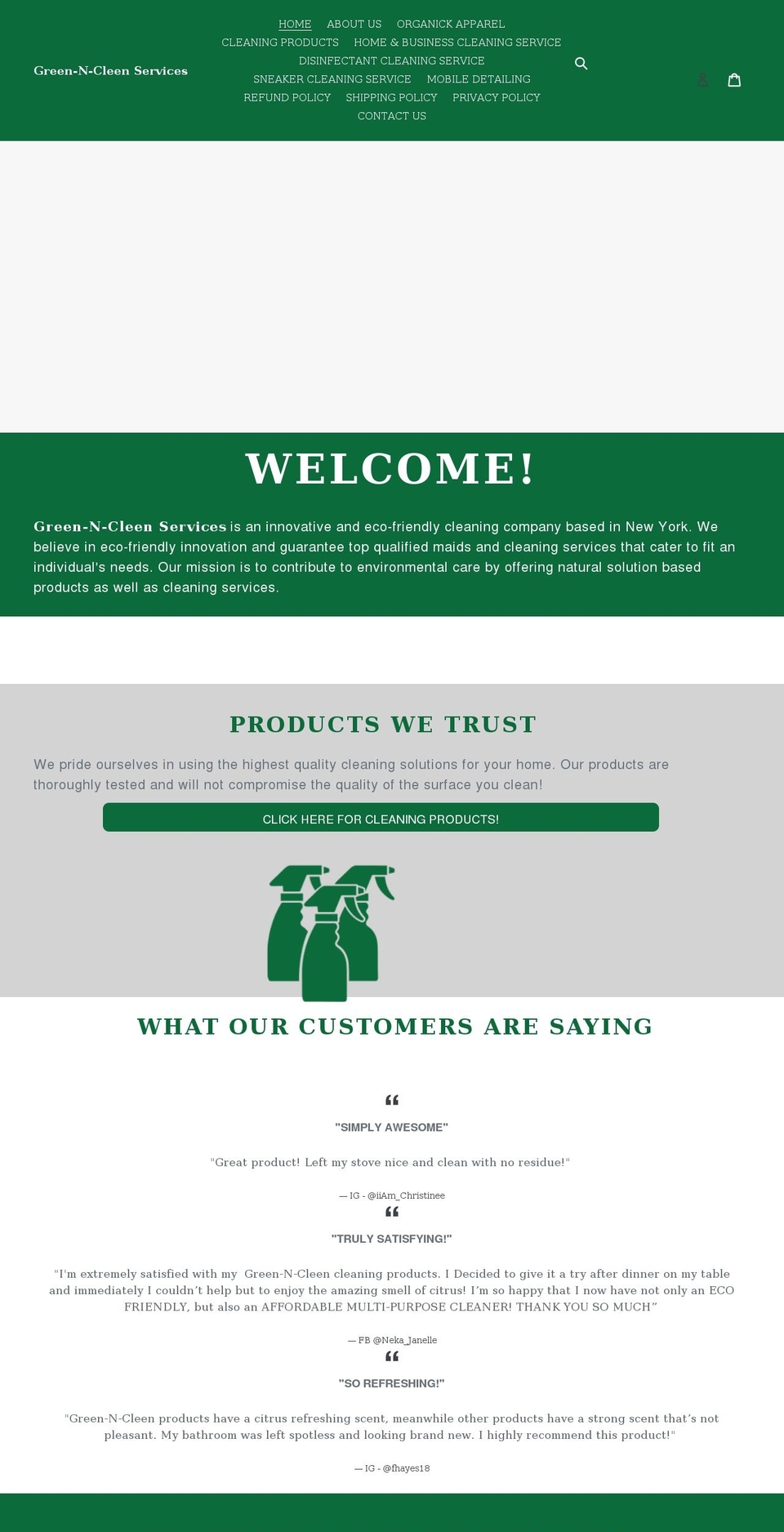 greenncleen.com shopify website screenshot