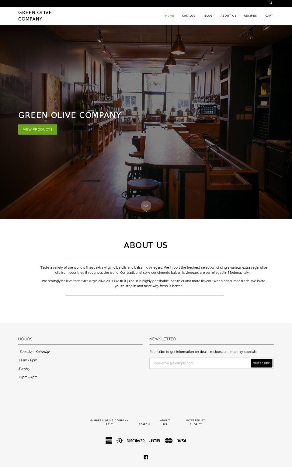 greenolivecompany.com shopify website screenshot