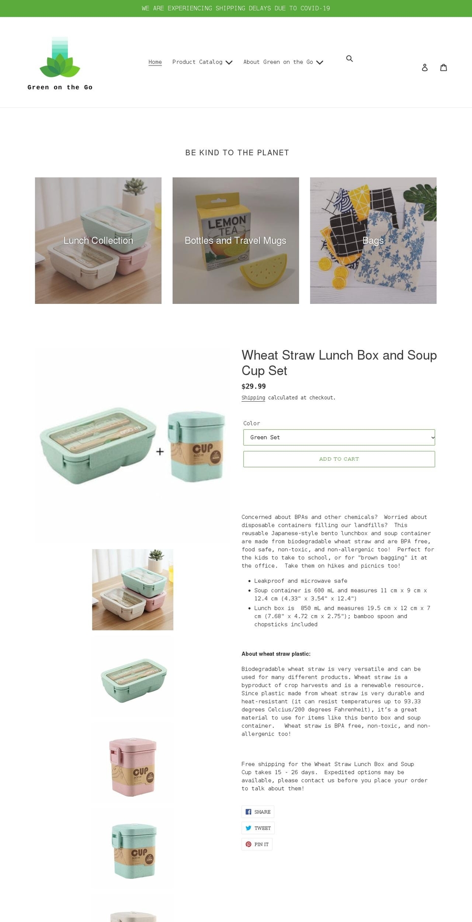 greenonthego.net shopify website screenshot