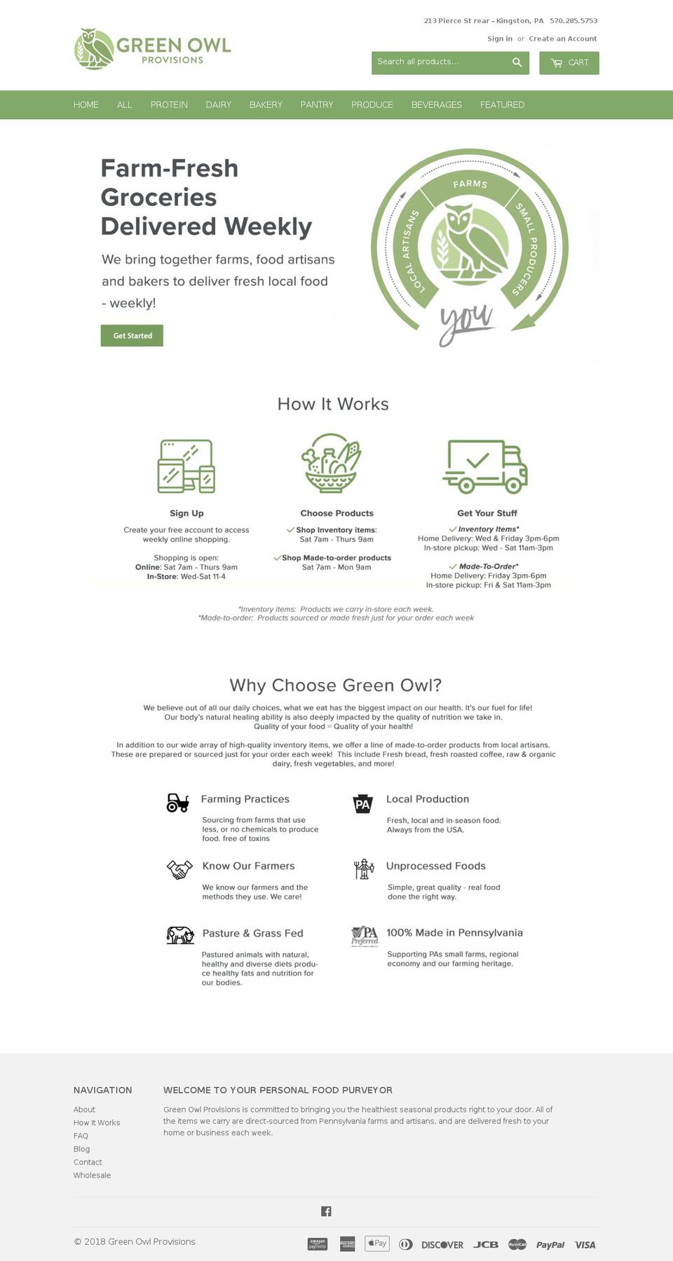 greenowlprovisions.com — Shopify storefront screenshot