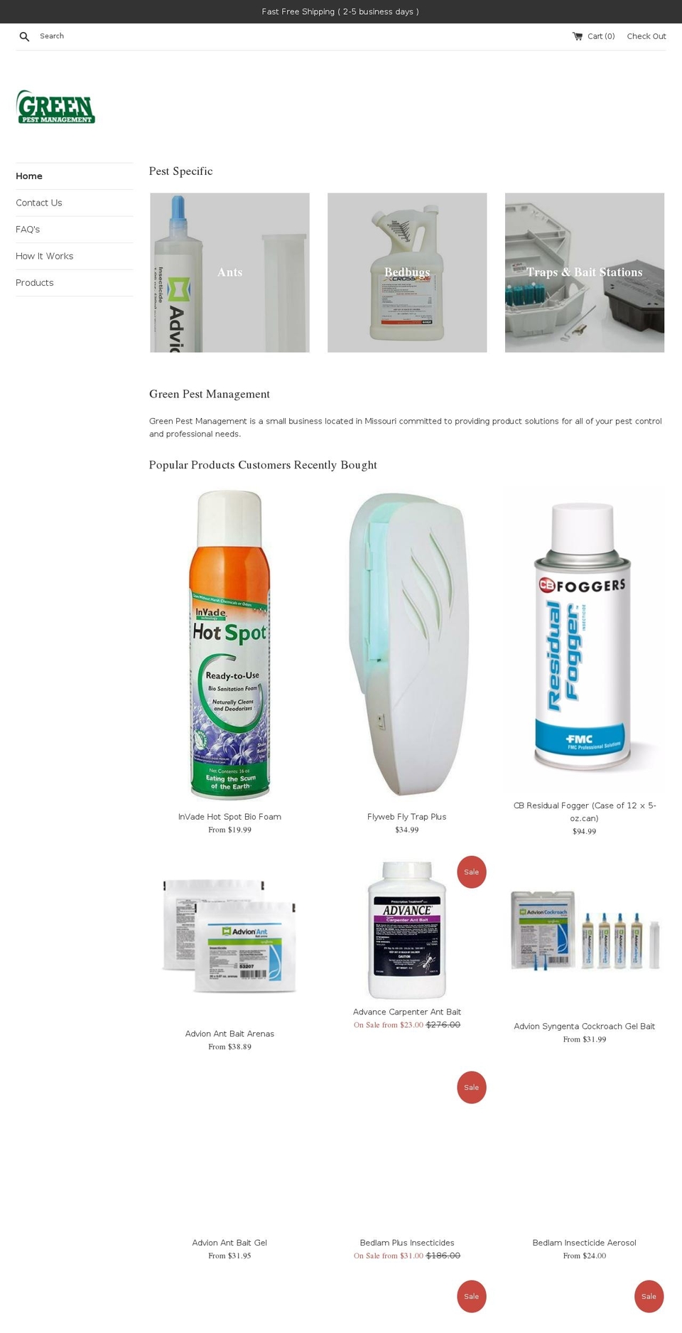 greenpestmanagement.com — Shopify storefront screenshot