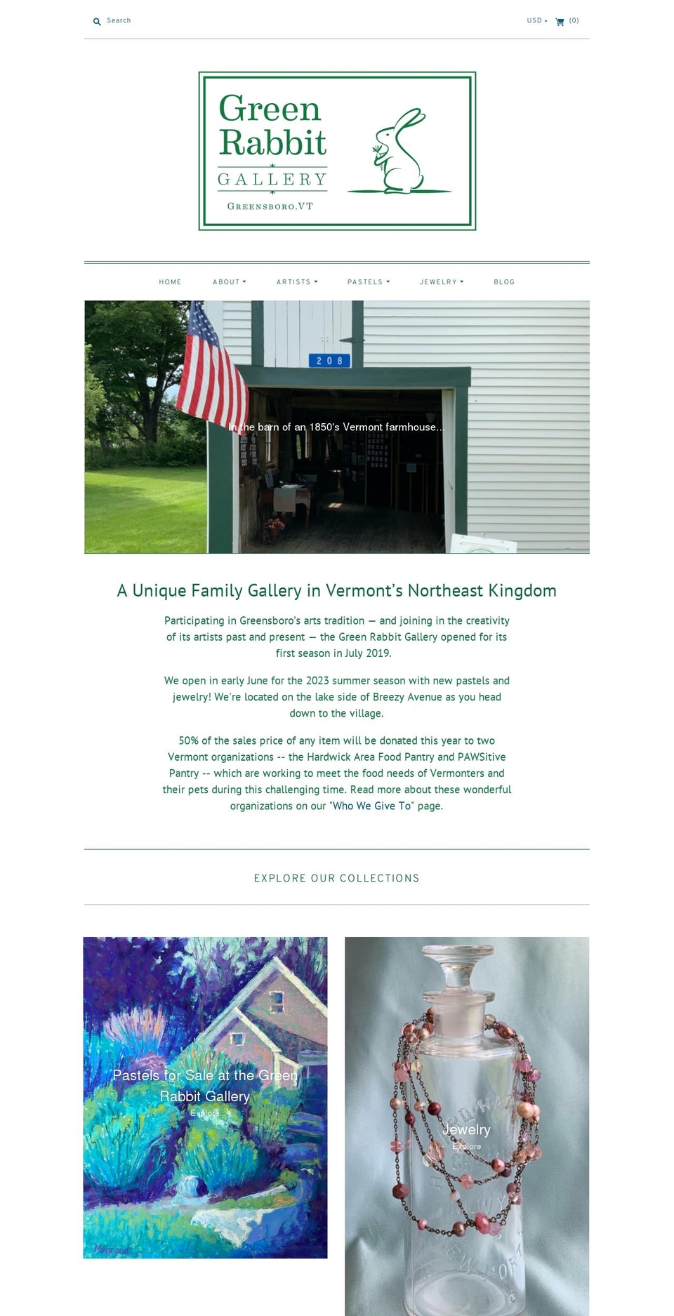 greenrabbitgallery.com shopify website screenshot