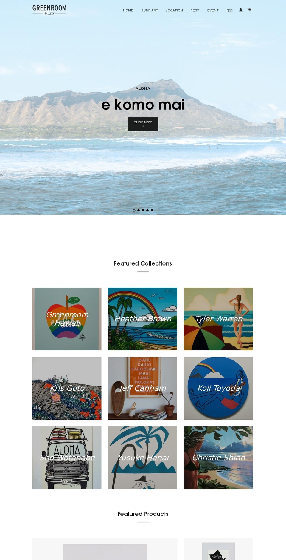 greenroomhawaii.com shopify website screenshot