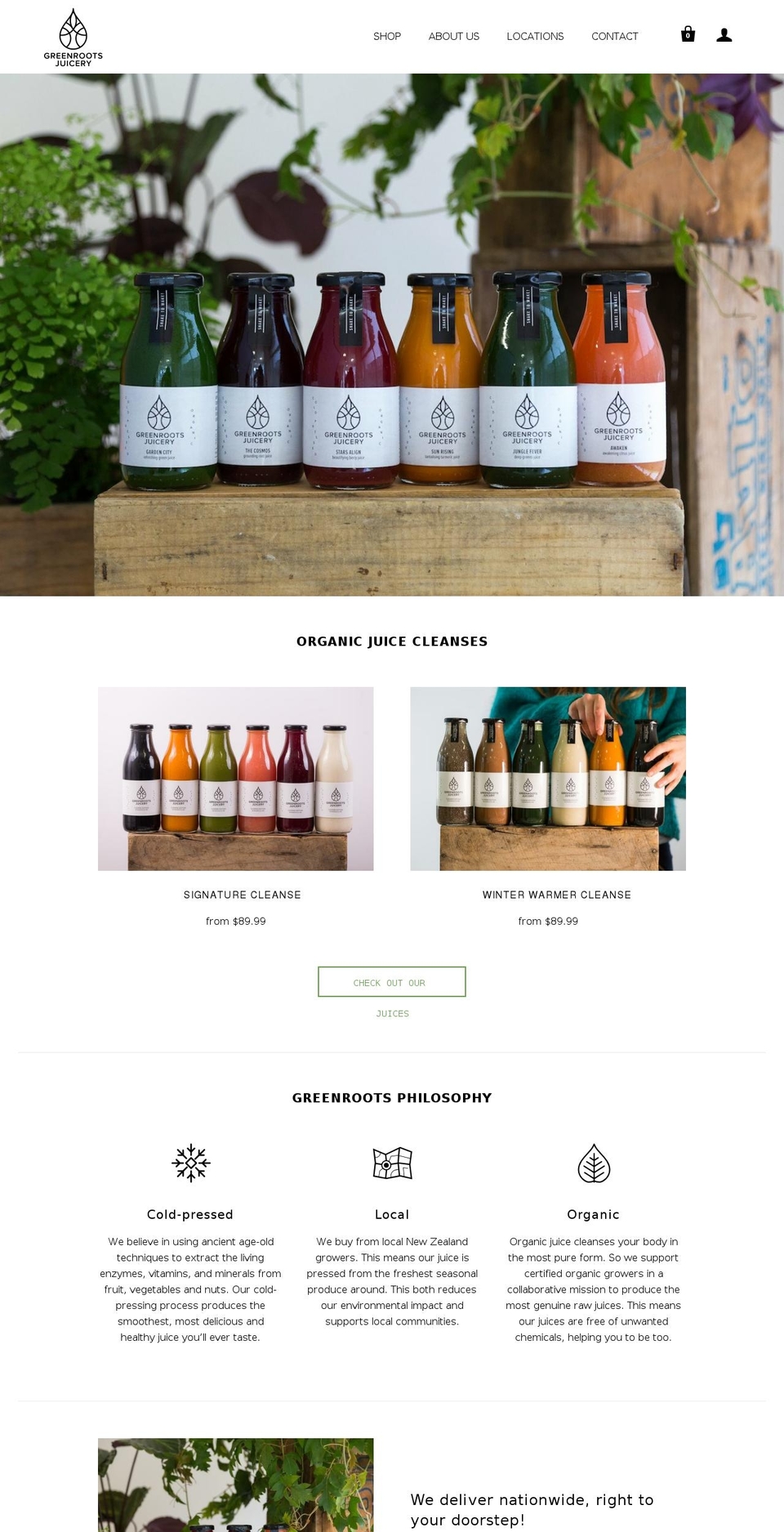 greenrootsjuicery.co.nz shopify website screenshot