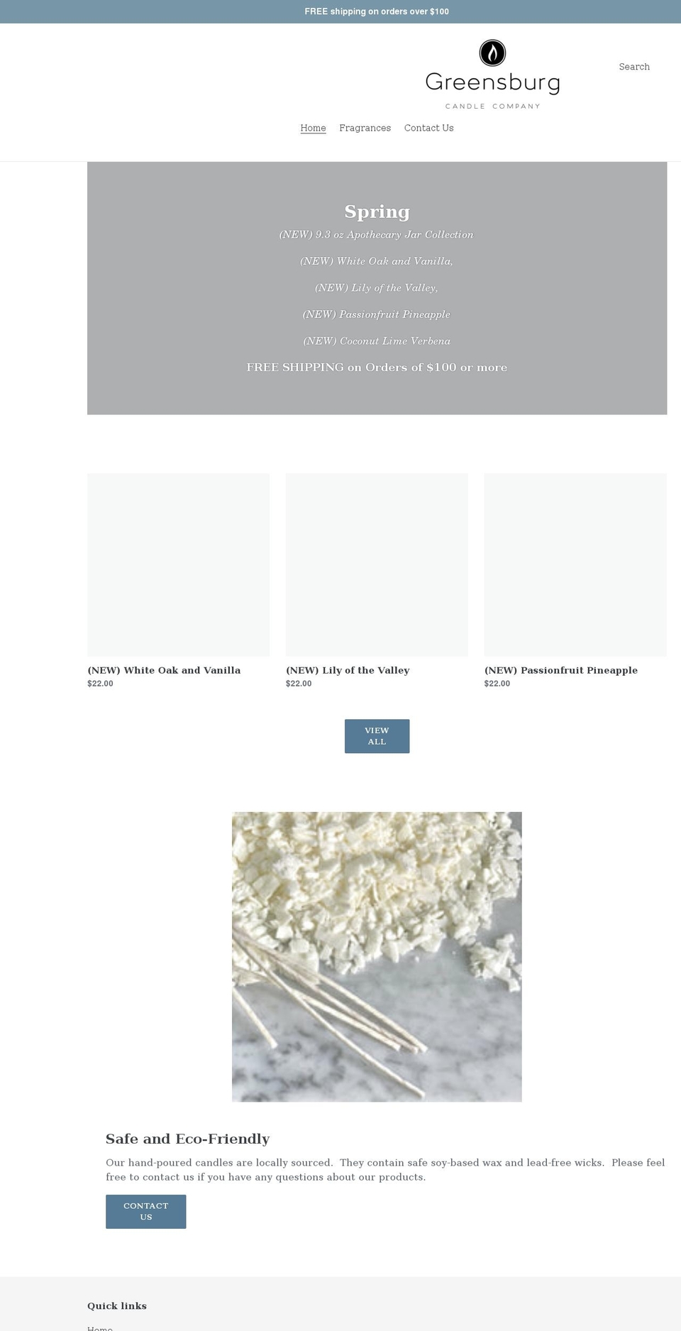 greensburgcandlecompany.com shopify website screenshot