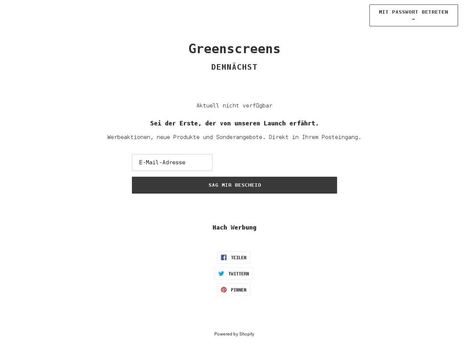 greenscreens.de shopify website screenshot