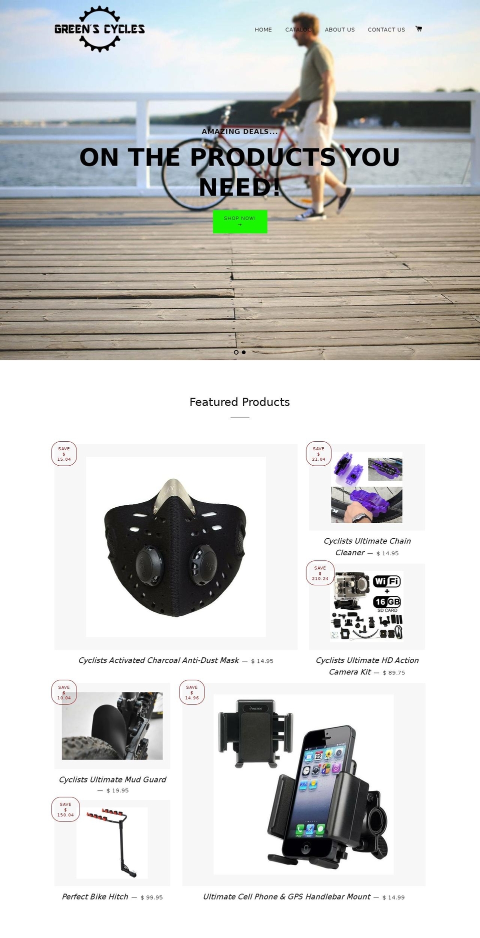 greenscycles.com — Shopify storefront screenshot