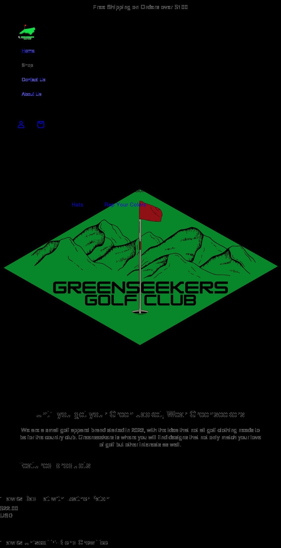 greenseekersgolf.com shopify website screenshot