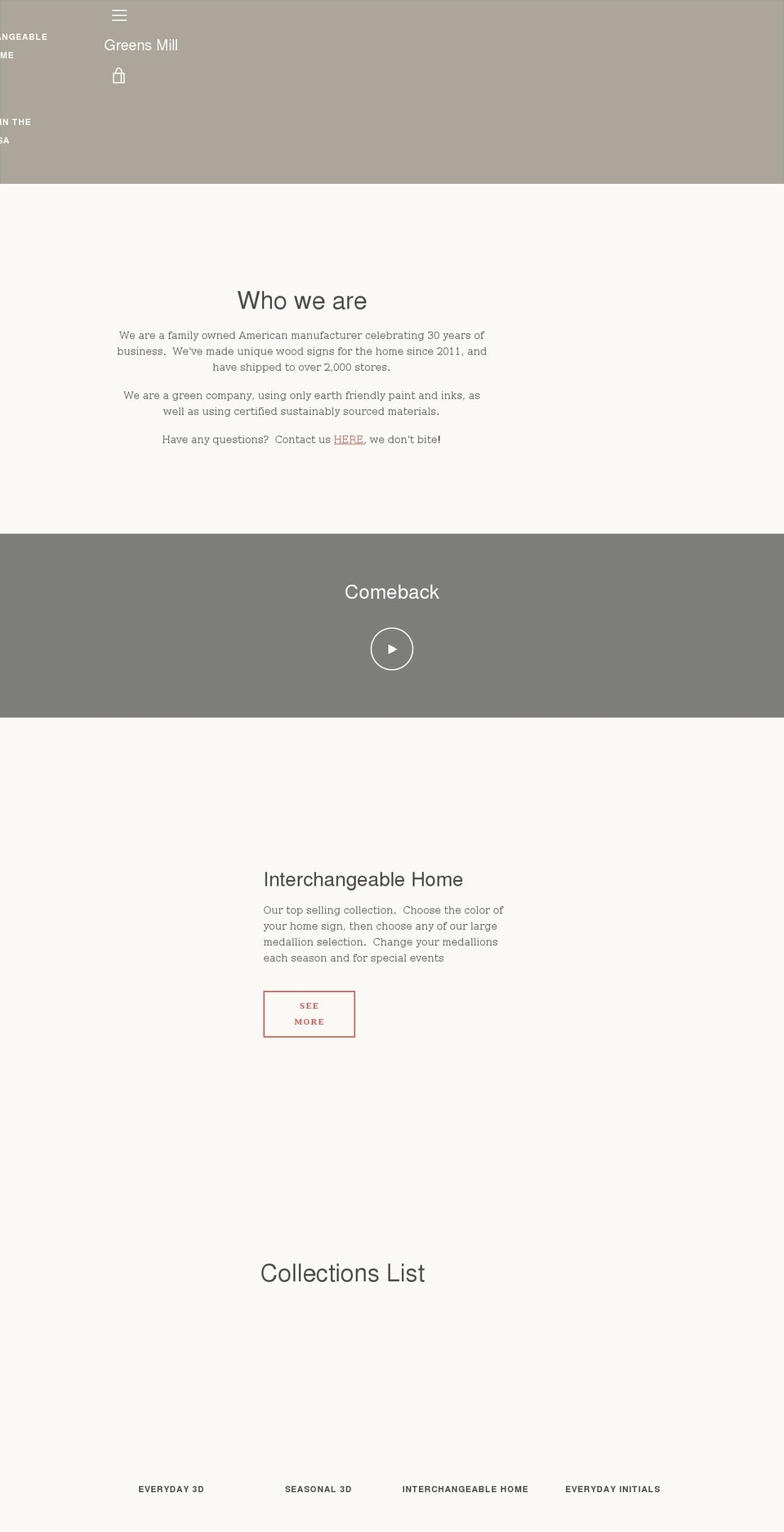 greensmill.com shopify website screenshot