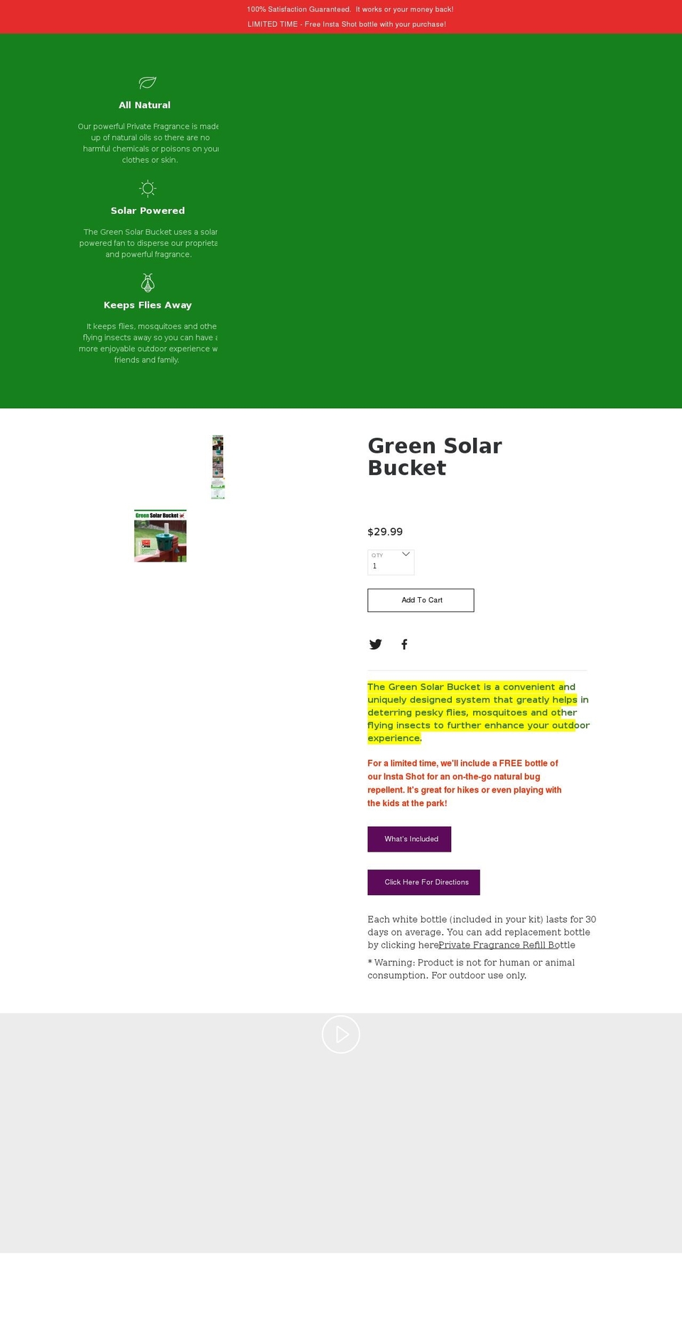 greensolarbucket.com shopify website screenshot
