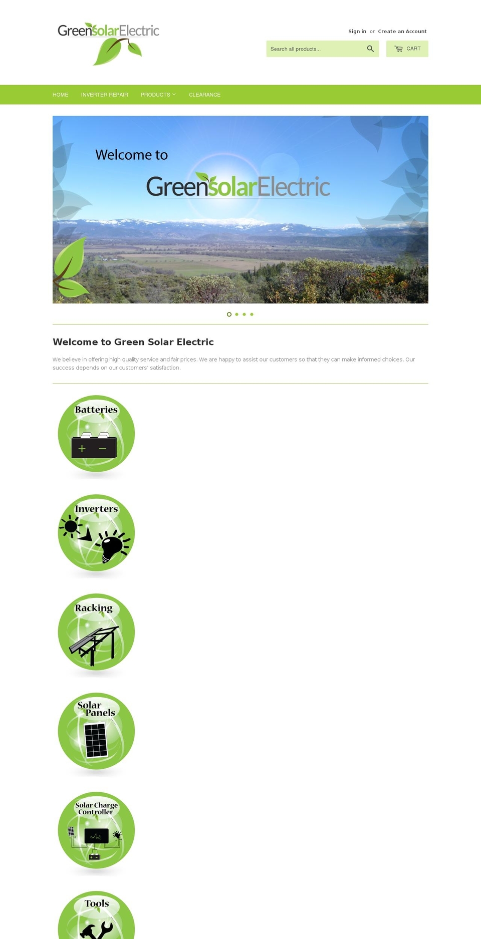 greensolarelectric.com shopify website screenshot