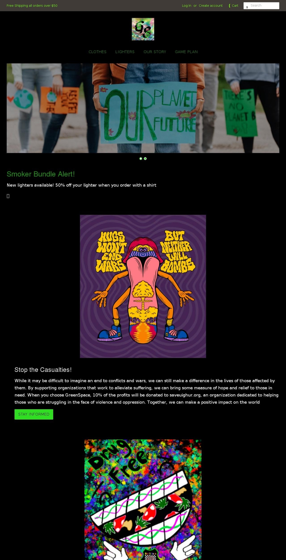 greenspaceapparel.com shopify website screenshot