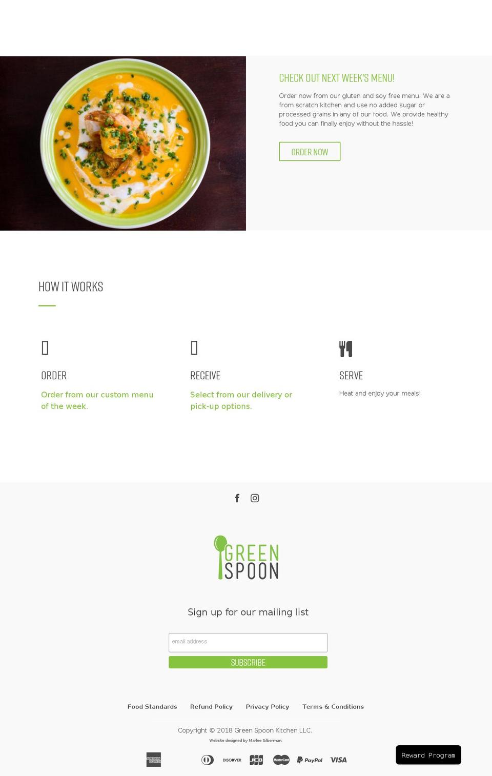 greenspoonkitchen.com shopify website screenshot