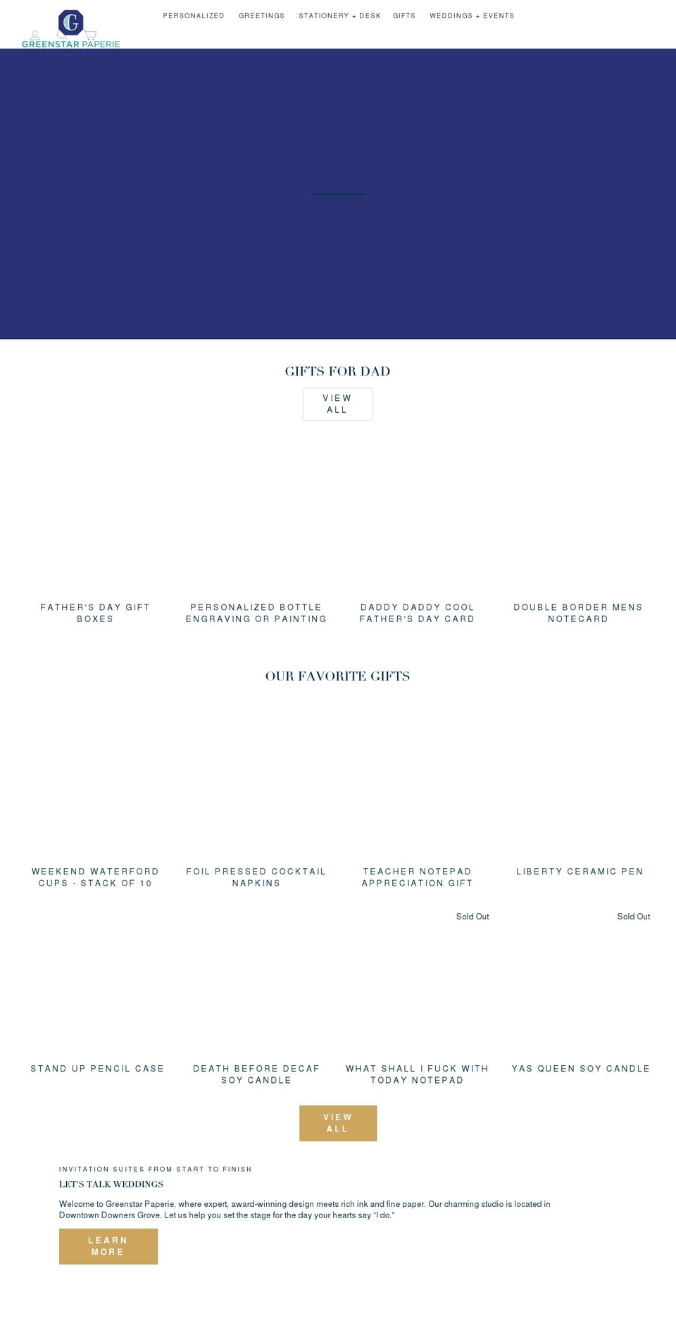 greenstarpaperie.com shopify website screenshot