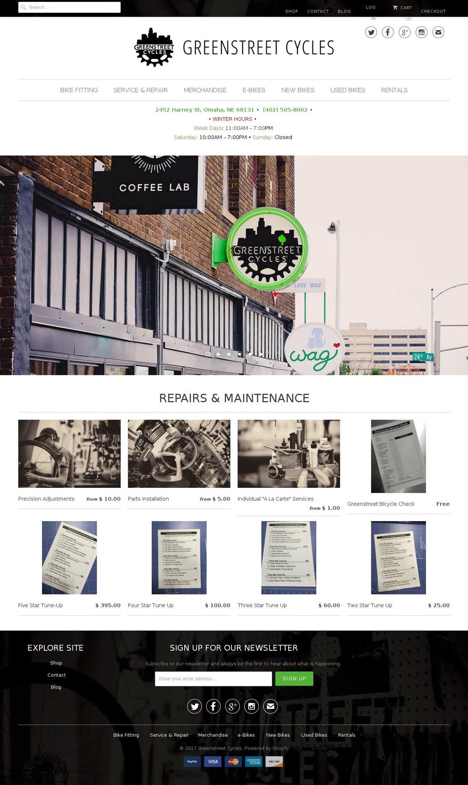 greenstreetcycles.net shopify website screenshot