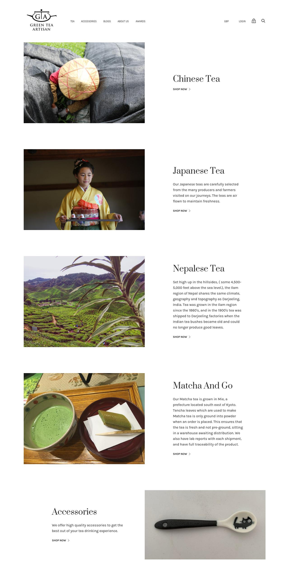 greenteaartisan.com shopify website screenshot