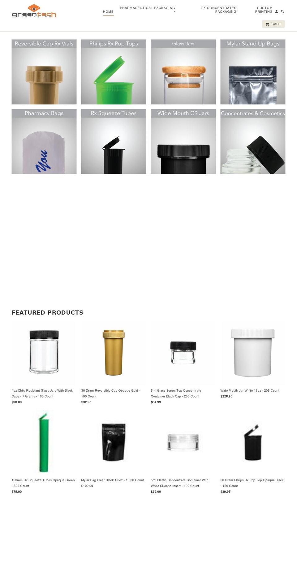 greentechpackaging.com shopify website screenshot