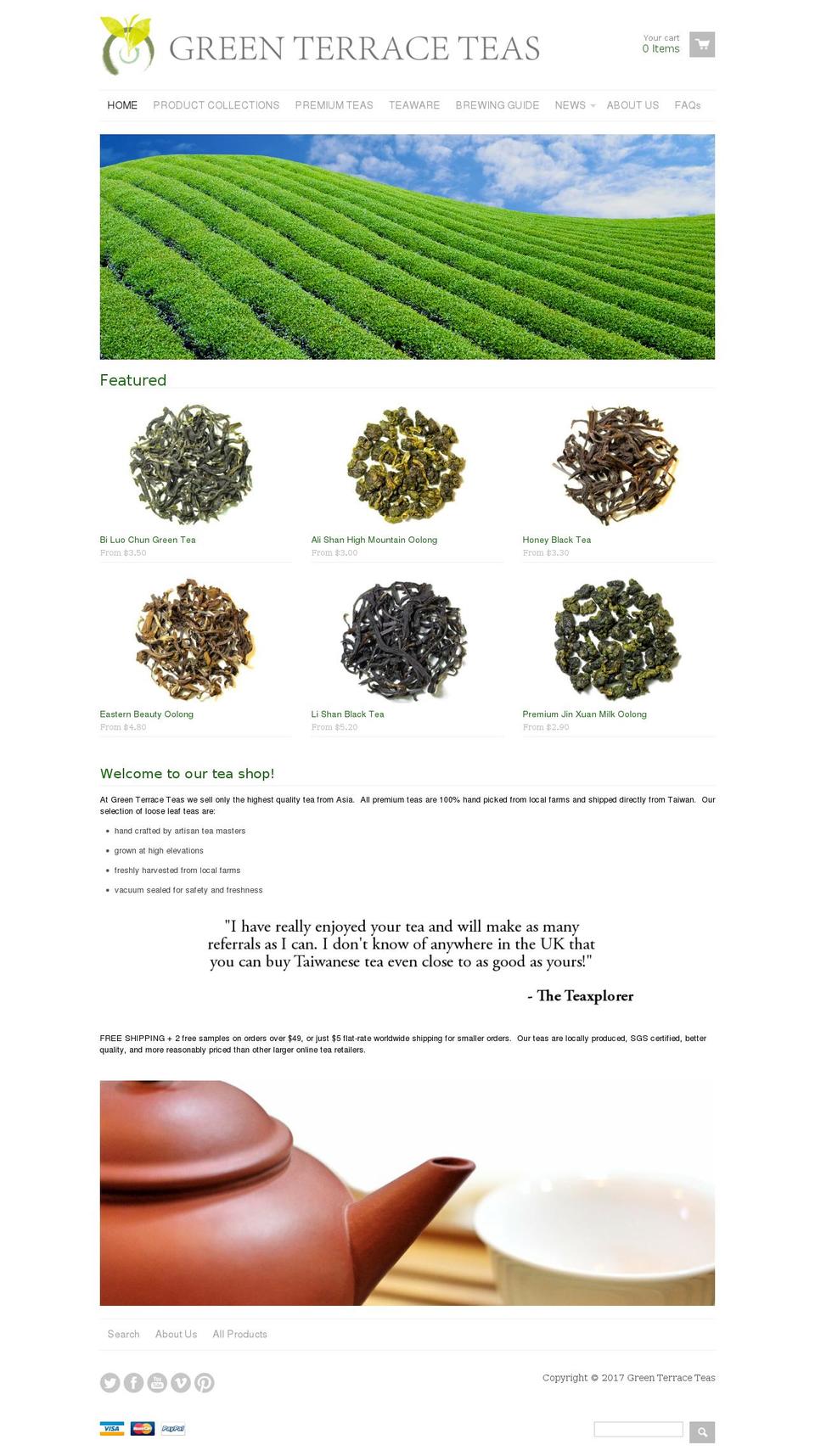 greenterracetea.com shopify website screenshot