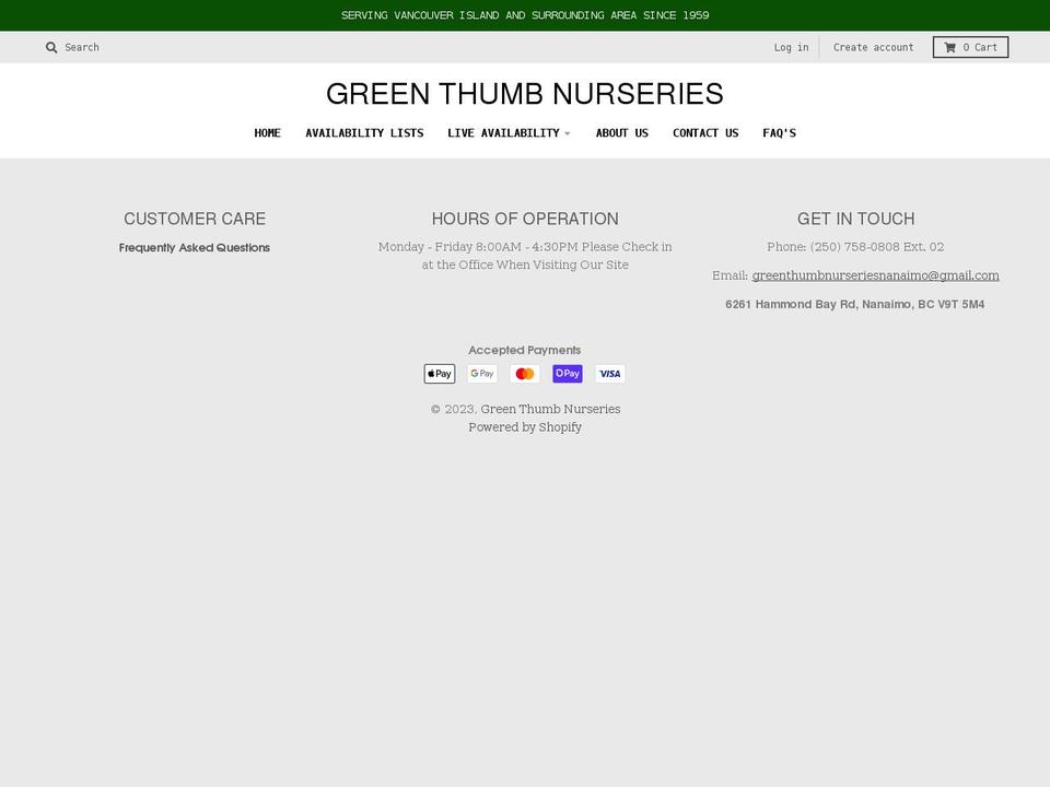 greenthumbwholesale.com shopify website screenshot