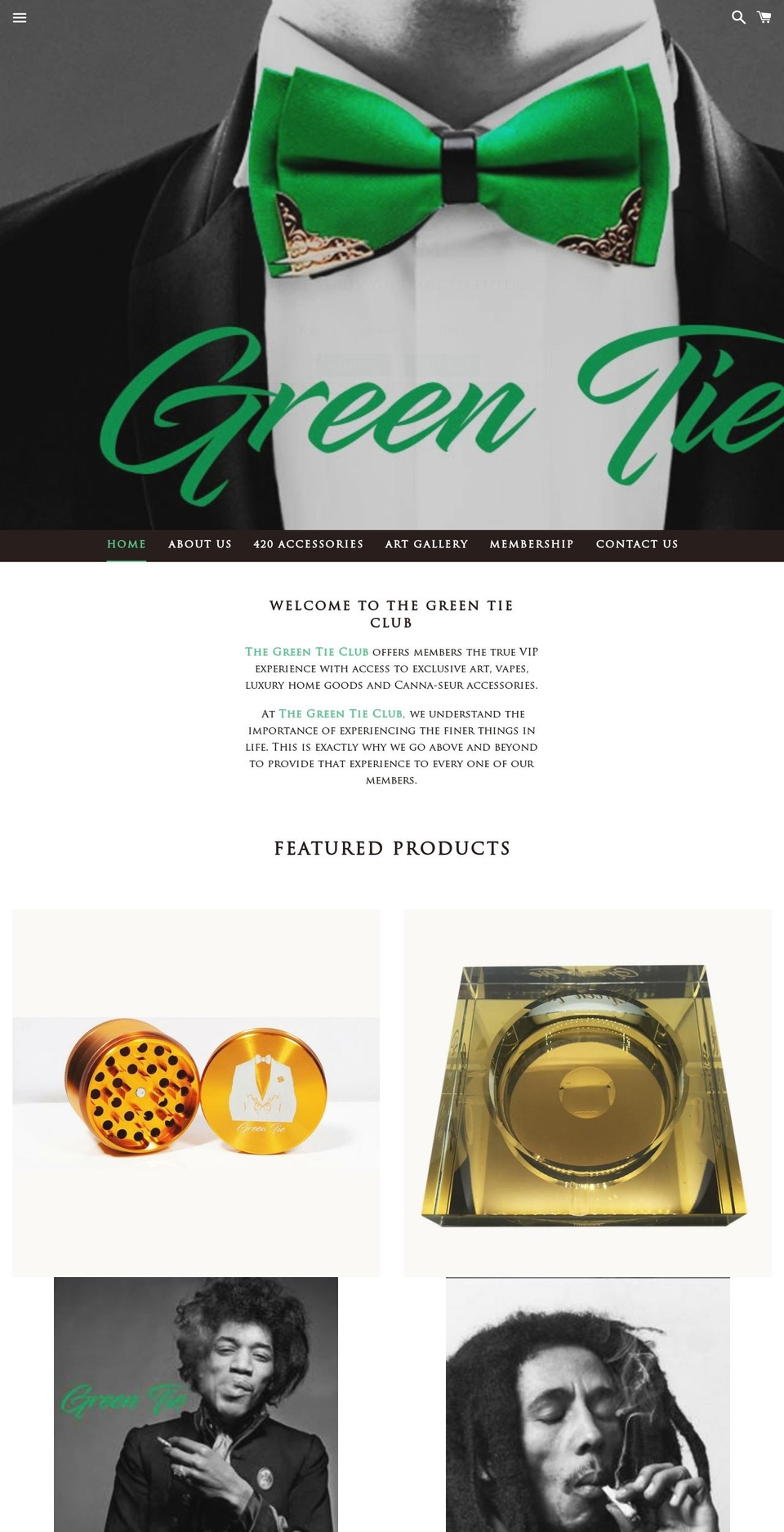 greentieclub.com shopify website screenshot