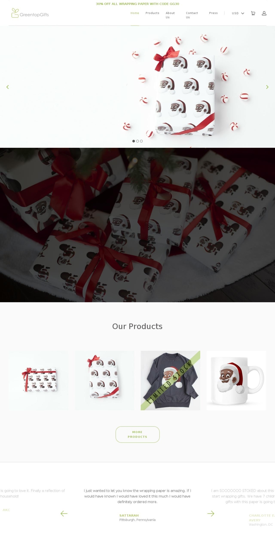 greentopgifts.com shopify website screenshot