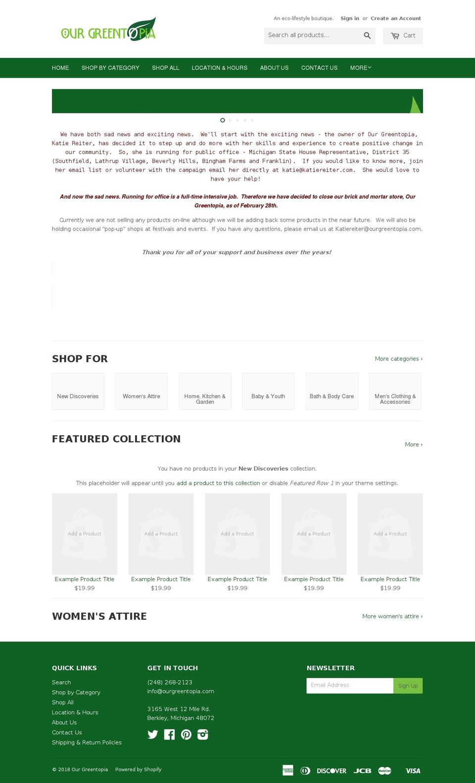 greentopiastore.com — Shopify storefront screenshot