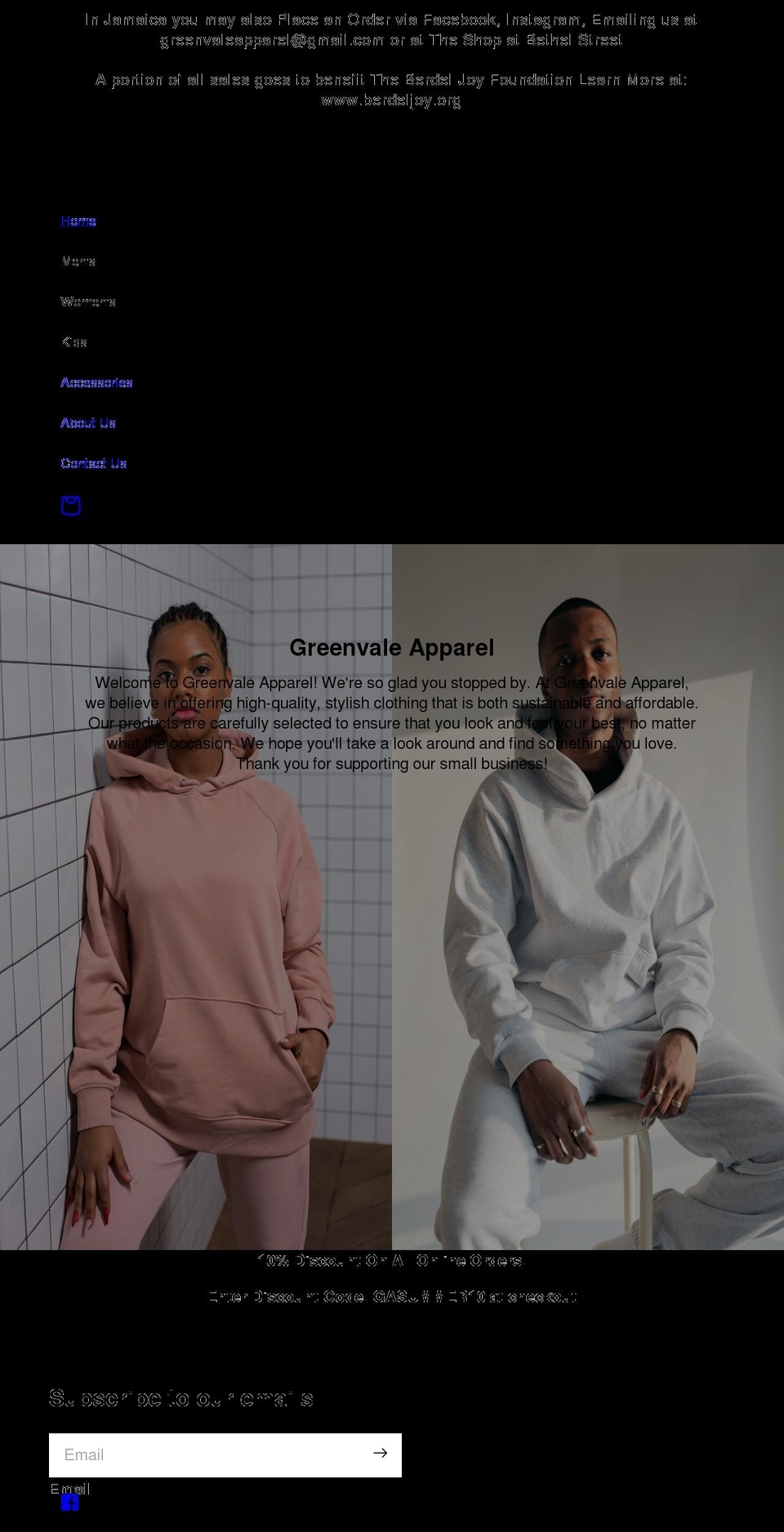 greenvaleapparel.com shopify website screenshot