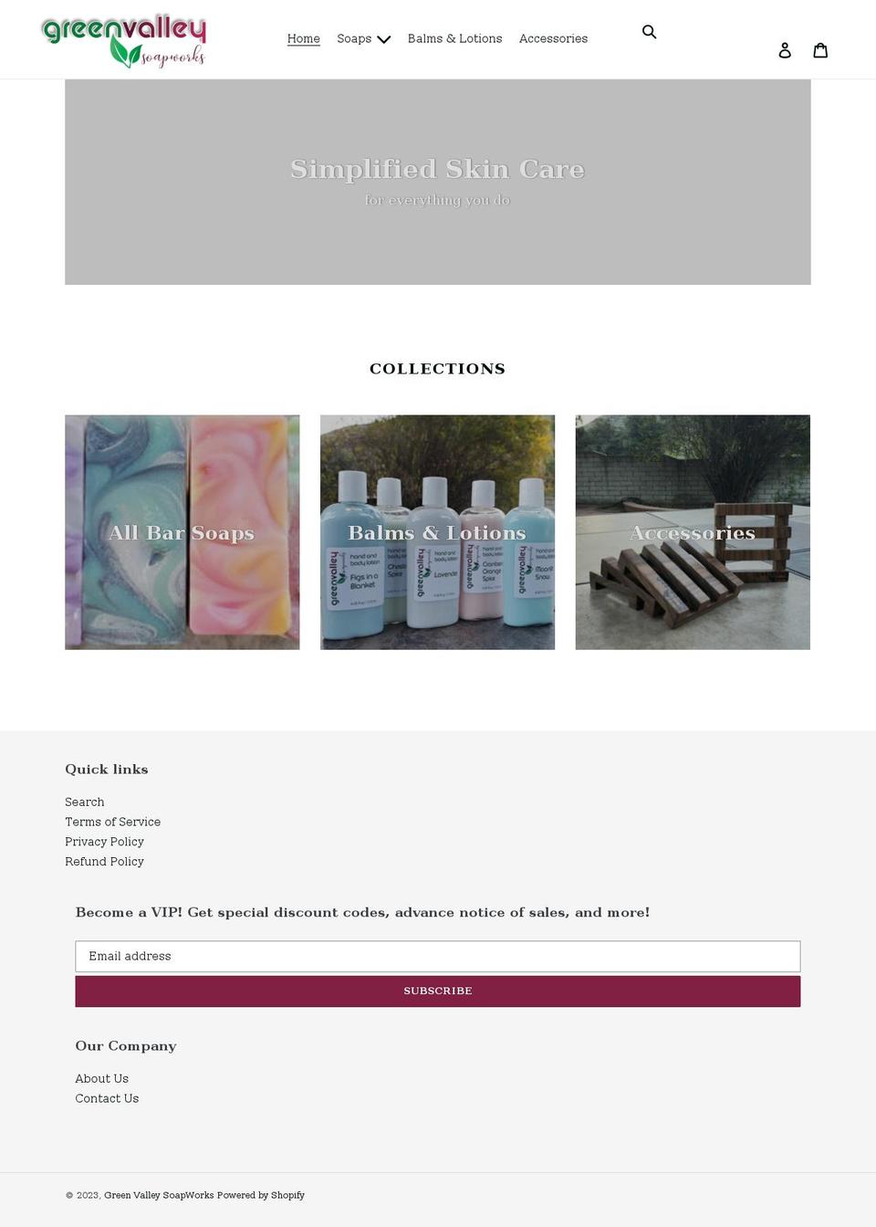 greenvalleysoapworks.com shopify website screenshot
