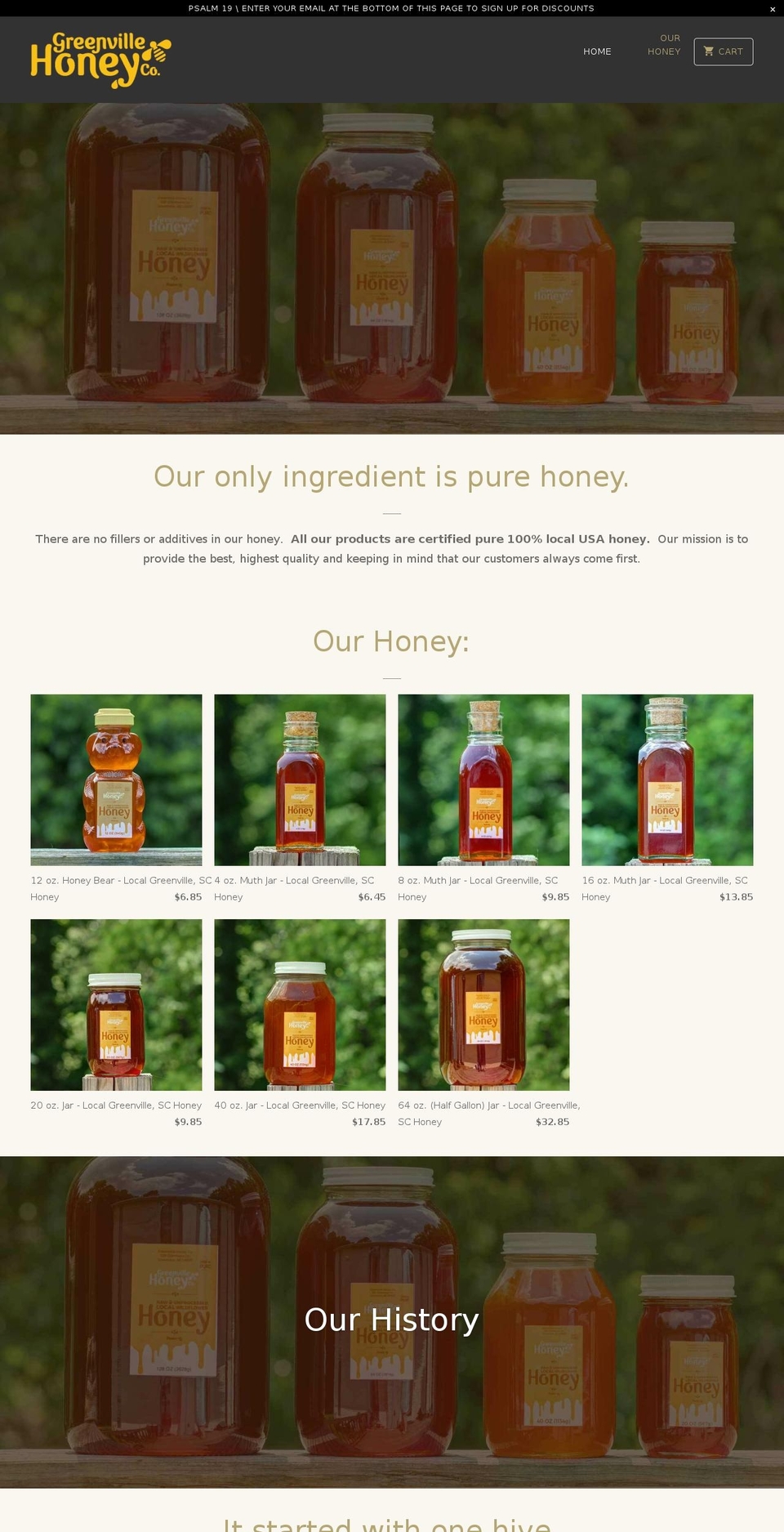 greenvillehoneycompany.com — Shopify storefront screenshot