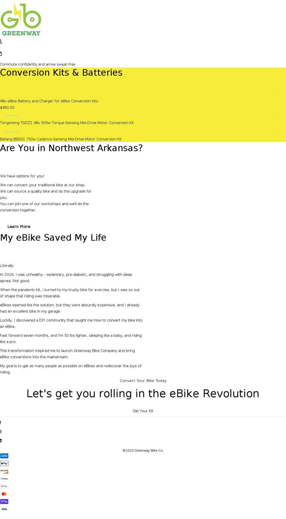 greenwaybikeco.com shopify website screenshot