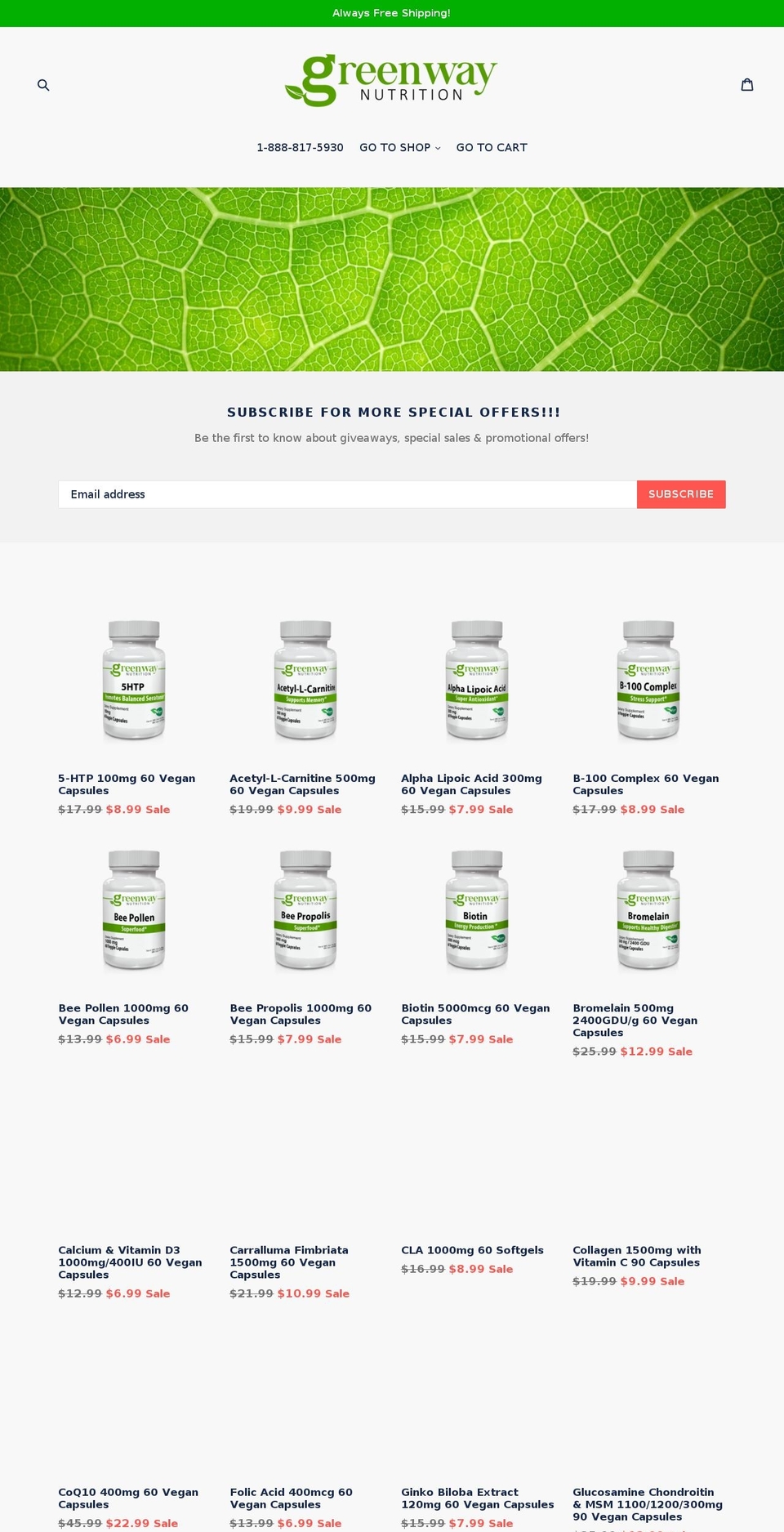 greenwaynutrition.com shopify website screenshot