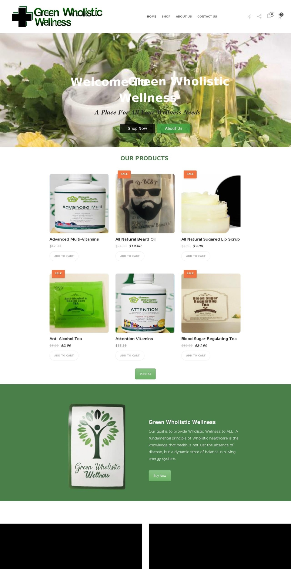 greenwholisticwellness.com shopify website screenshot