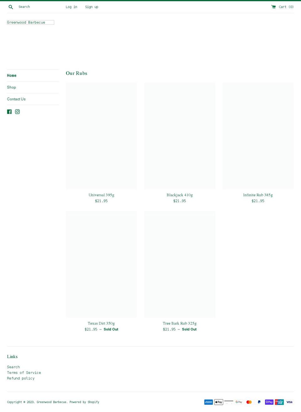 greenwoodbarbecue.com shopify website screenshot