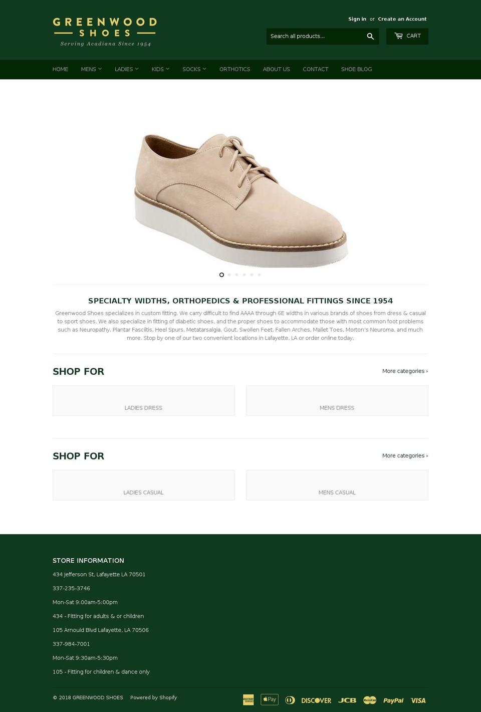 greenwoodshoesstore.com shopify website screenshot