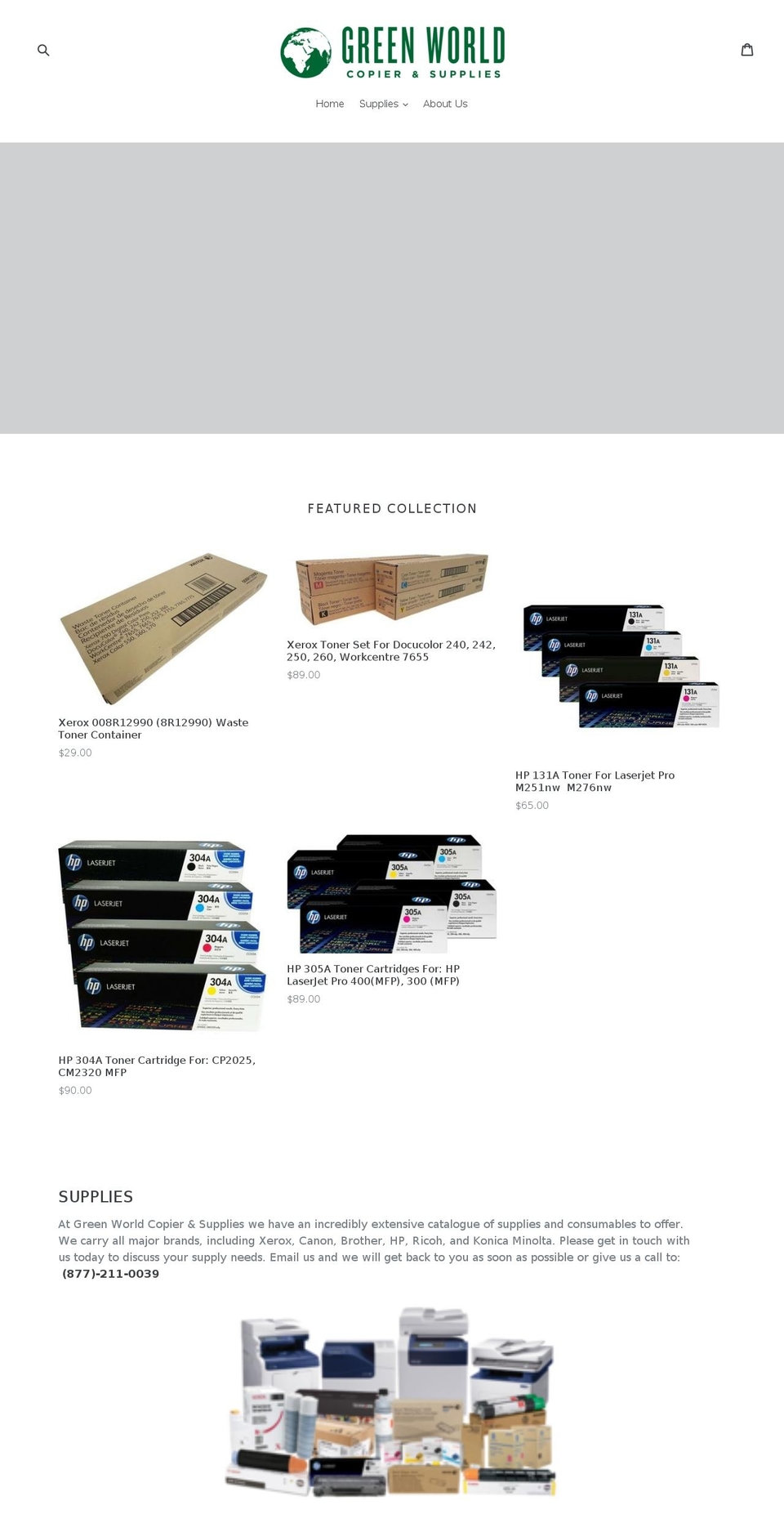 greenworldcopiersandsupplies.com — Shopify storefront screenshot