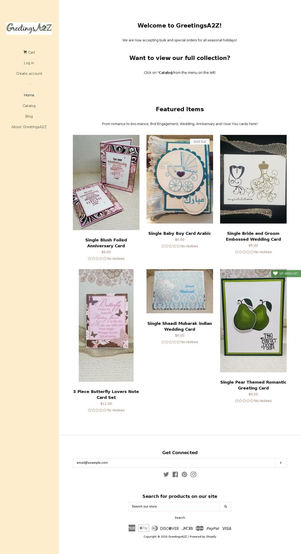 greetingsa2z.com — Shopify storefront screenshot