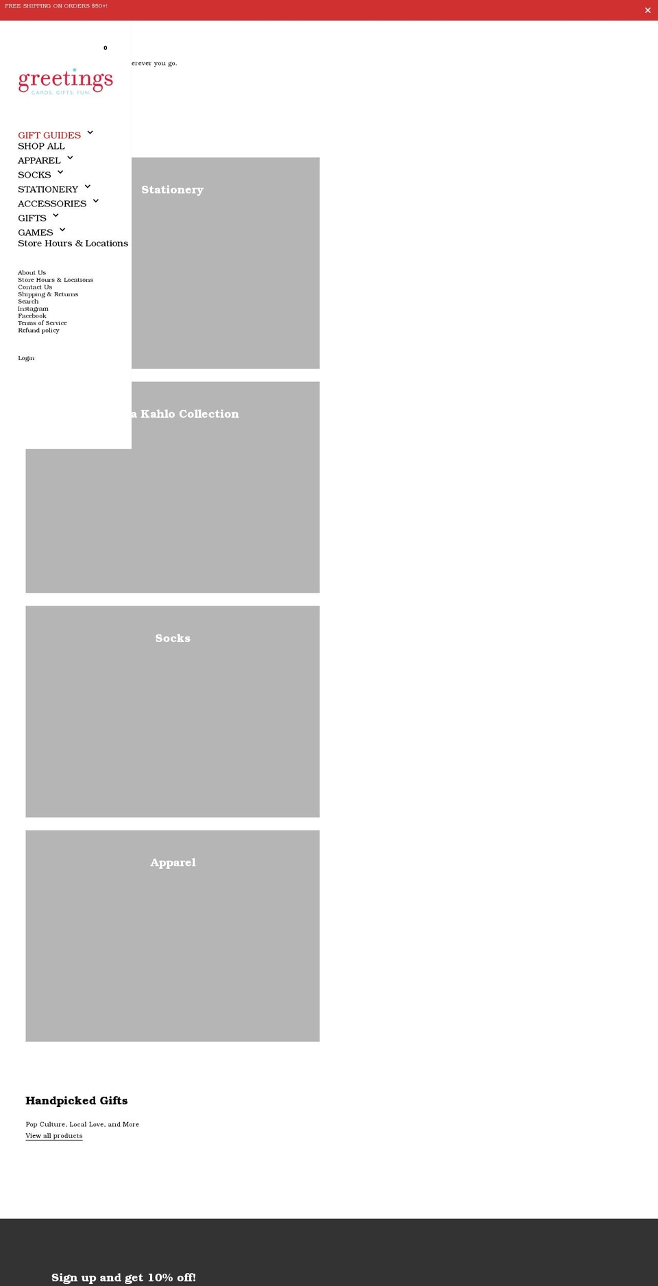 greetingstores.com shopify website screenshot