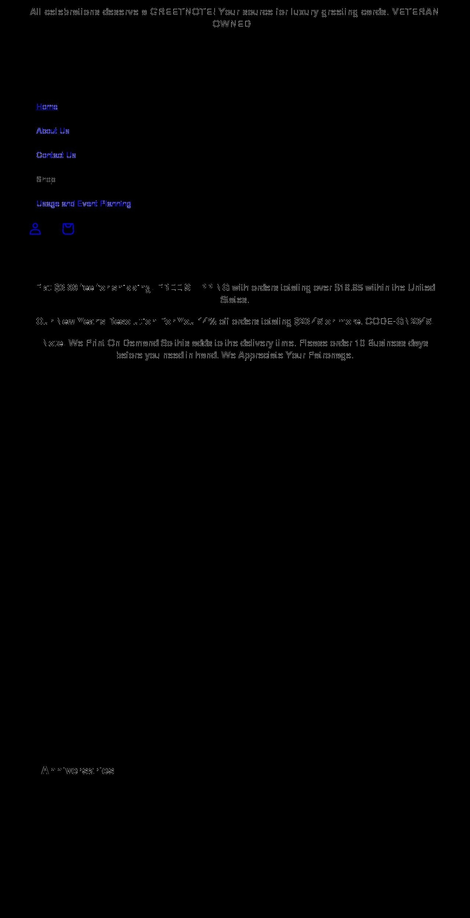 greetnote.com shopify website screenshot