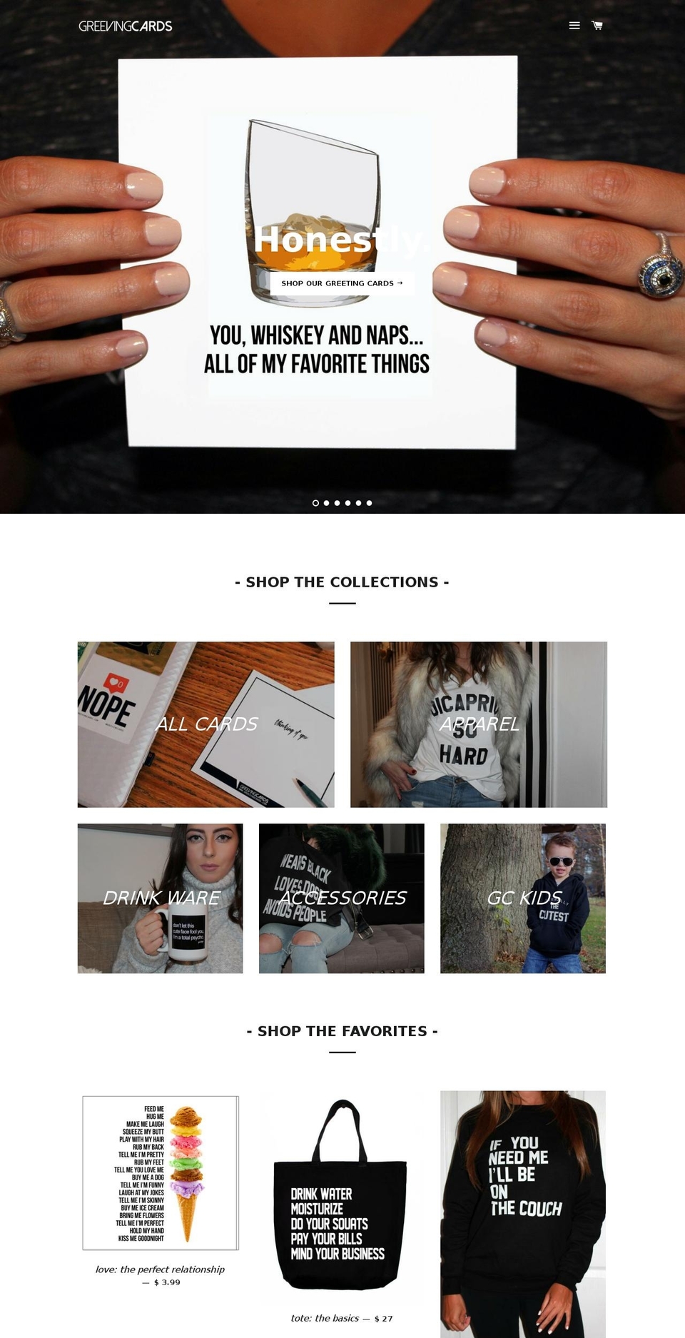 greevingcards.com shopify website screenshot