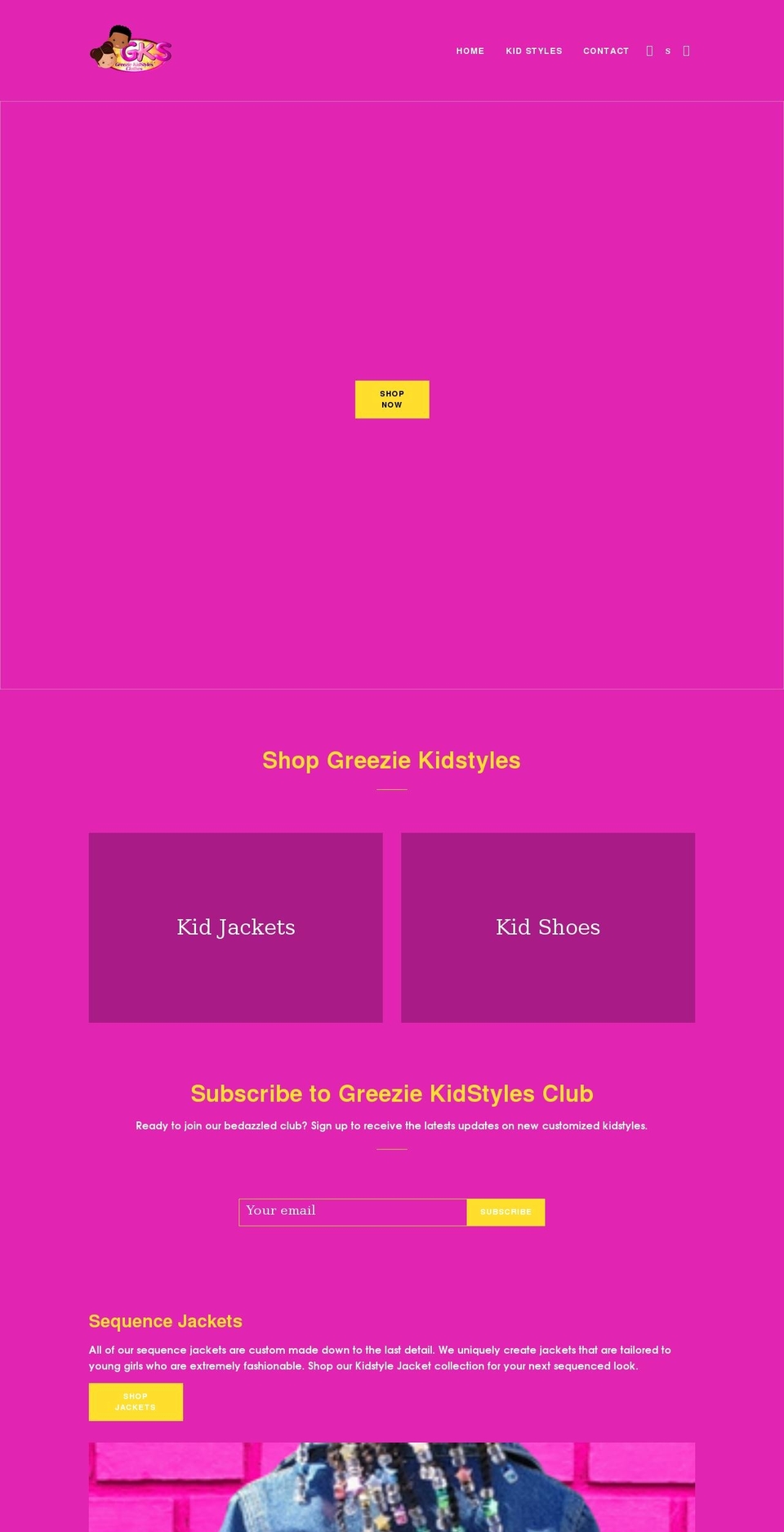 greezie-kidstyles.myshopify.com shopify website screenshot